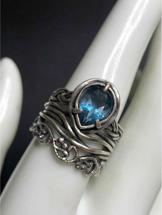 Or Paz Jewelry - 6778 OR PAZ Sterling silver 925 London blue topaz band ring size 8 6.6 grams